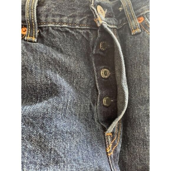 Dark Blue Denim Jean Shorts Cut Offs 29W Original Levi's Womens Fray high Waist - Picture 10 of 10